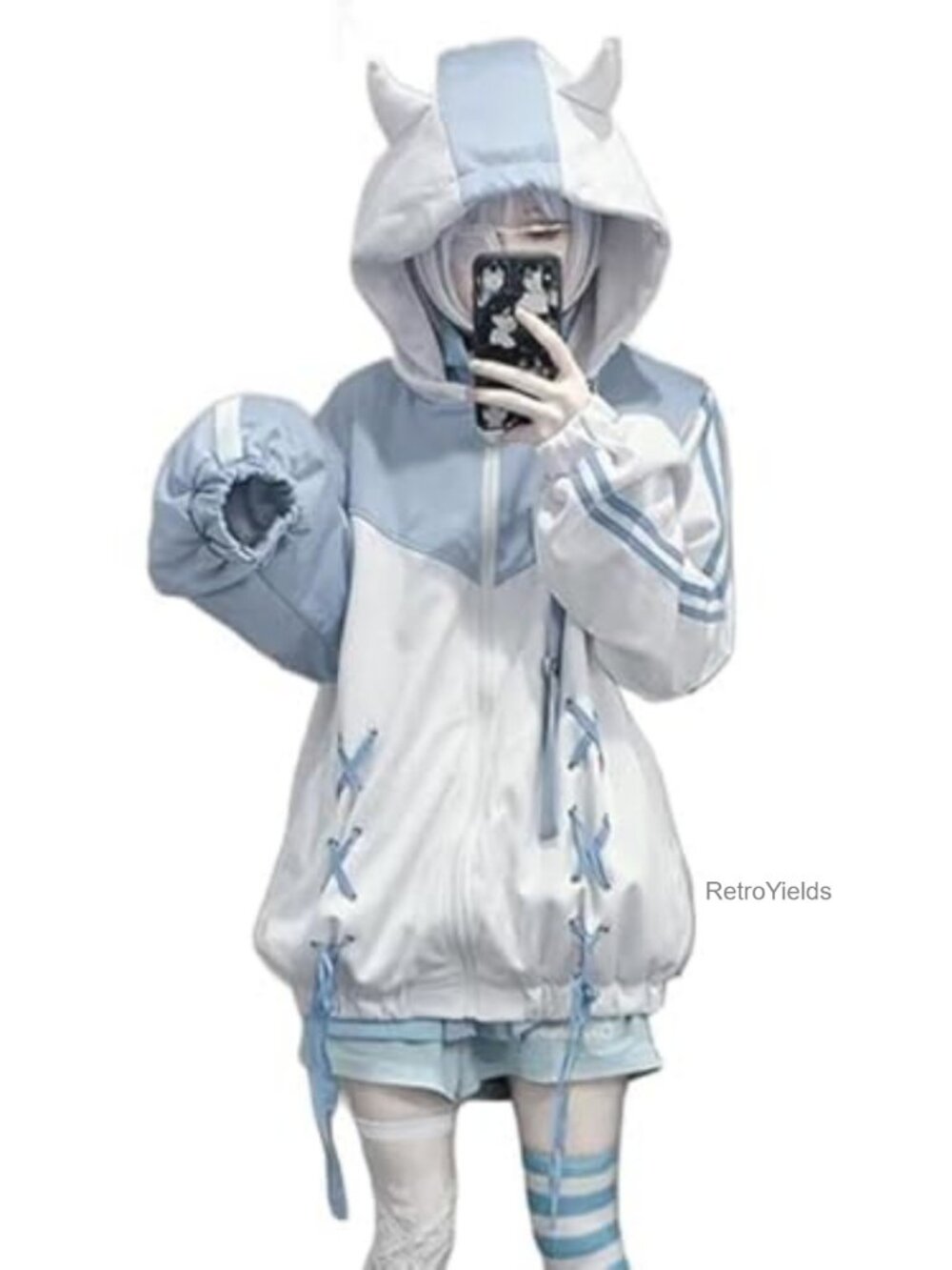 Oversized Kawaii Zip-Up Hoodie Watercolor Harajuku Y2K Art Hooded Sweatshirt